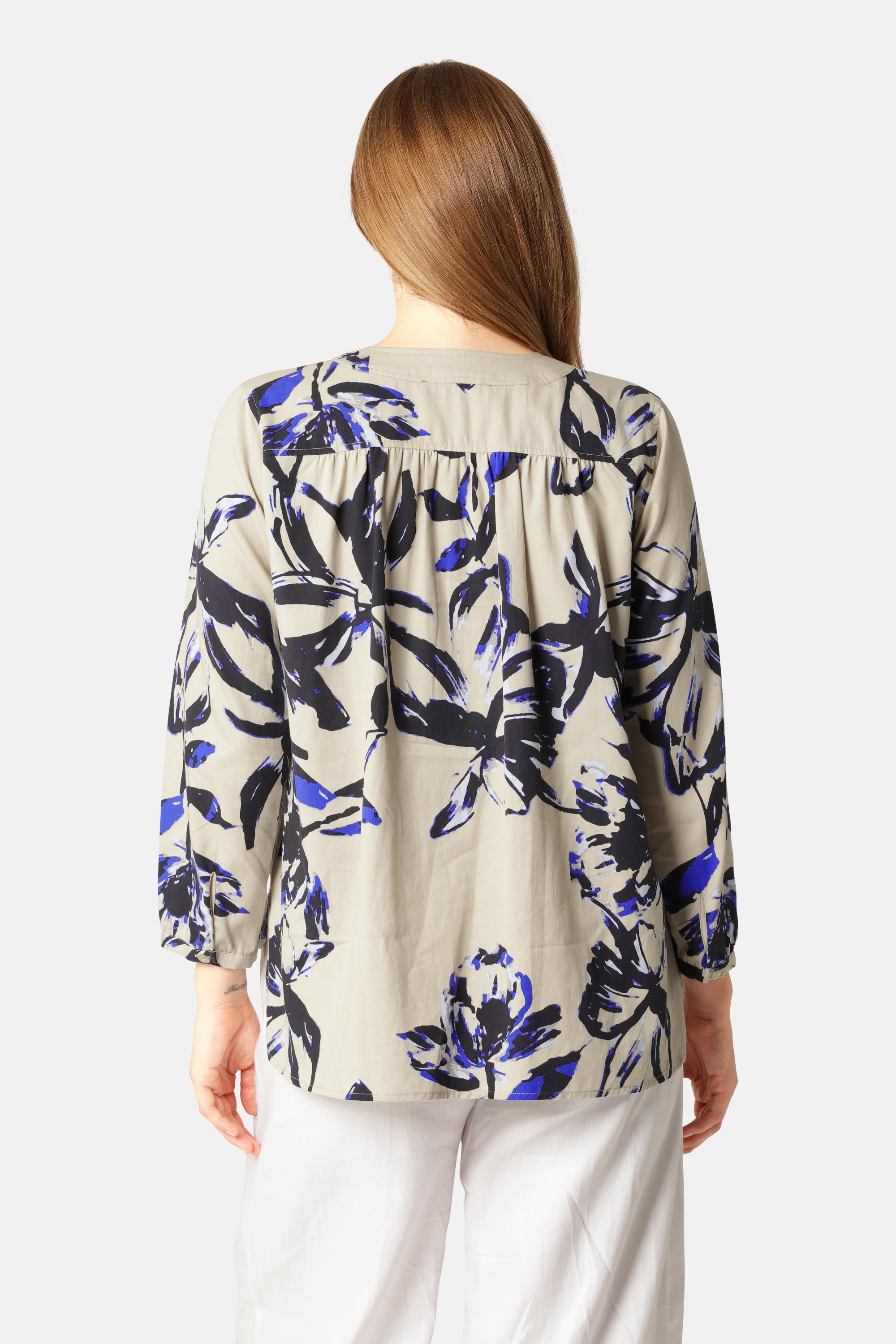 Skjorte V-hals - Sand Artsy Stroke Flower